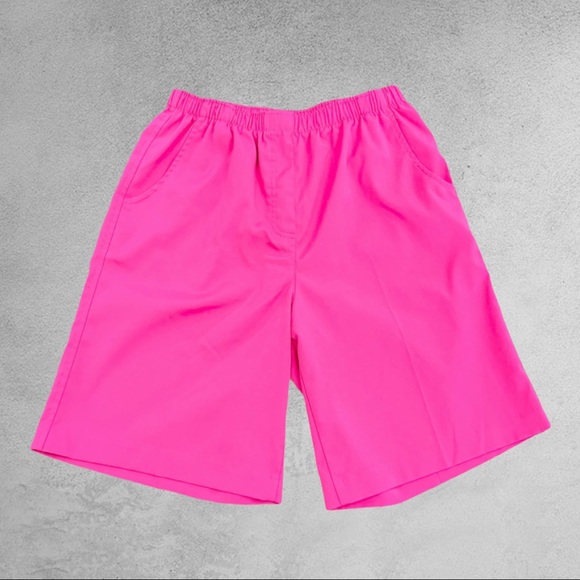 VINTAGE | 1980’s Neon Hot Pink High Waisted Retro Shorts - Picture 1 of 8